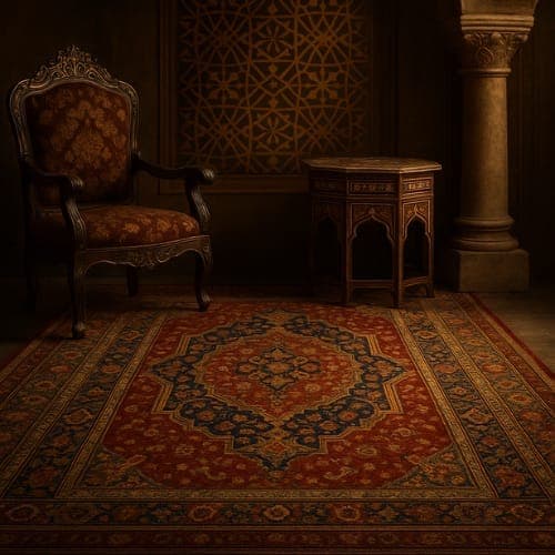 Ottoman era Egyptian rug featuring luxurious materials and intricate floral motifs