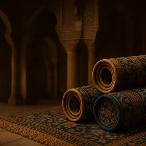 Islamic era Egyptian rug featuring geometric patterns and arabesques